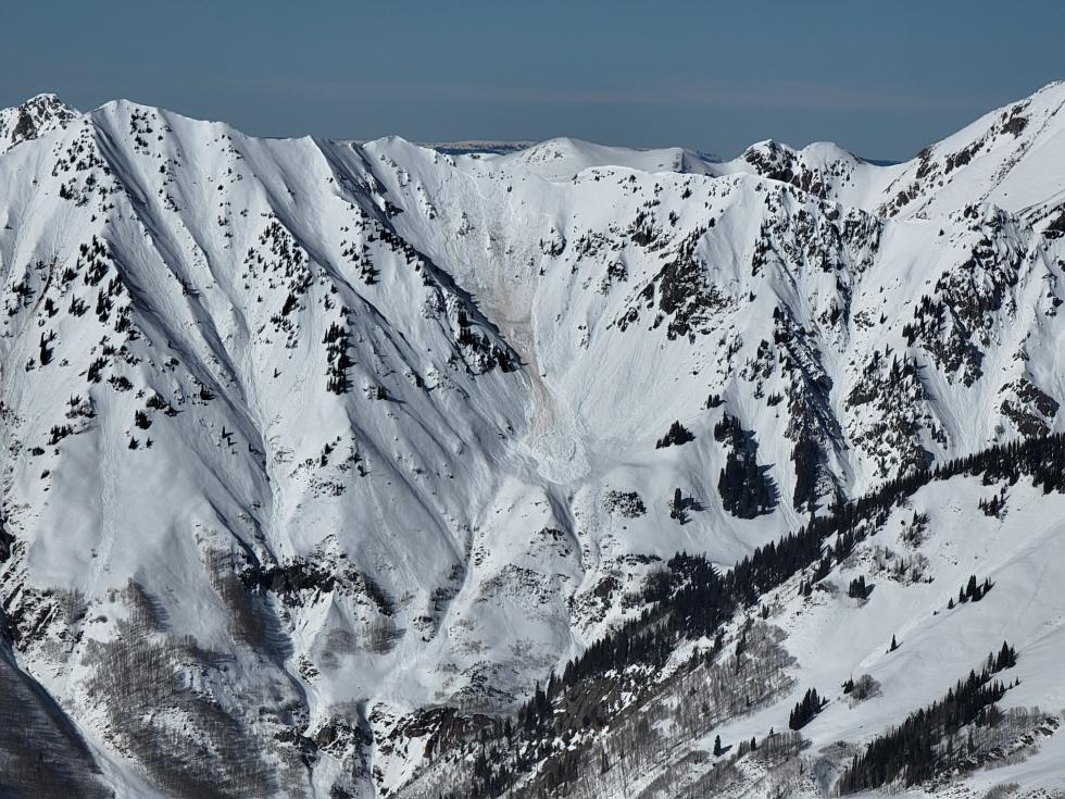 A large avalanche on a southerly aspect near Elk Mountain above Carbonate Creek outside Marble. 